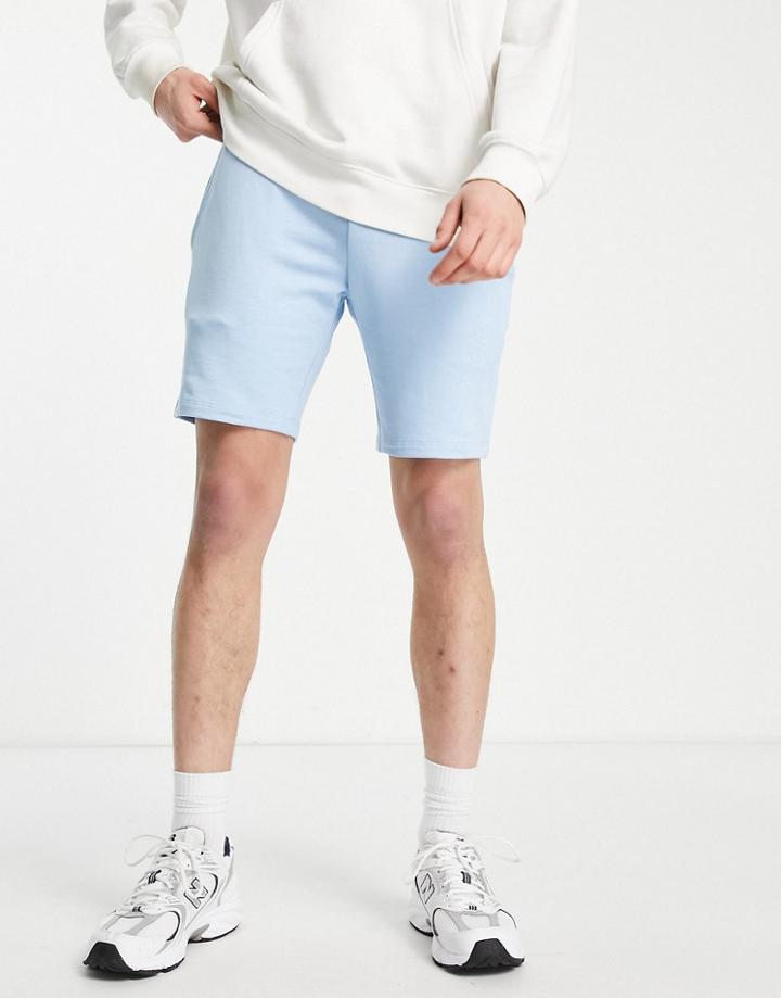 Asos Design Jersey Skinny Shorts In Pastel Blue