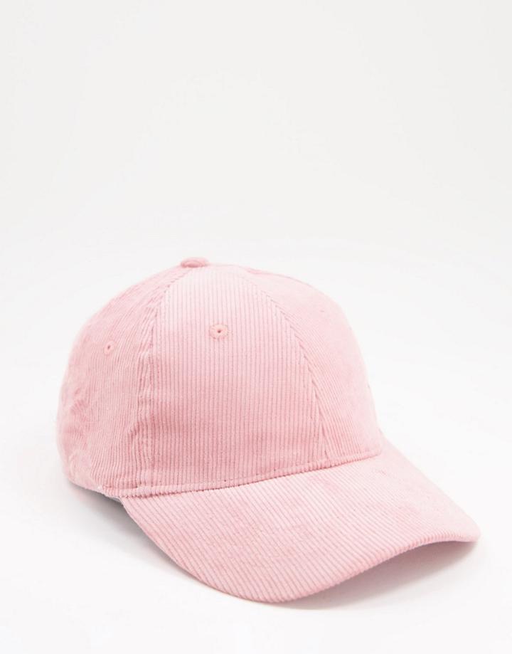 Asos Design Baseball Cap In Pink Corduroy