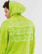 Crooked Tongues Hoodie With Acid Wash - Green