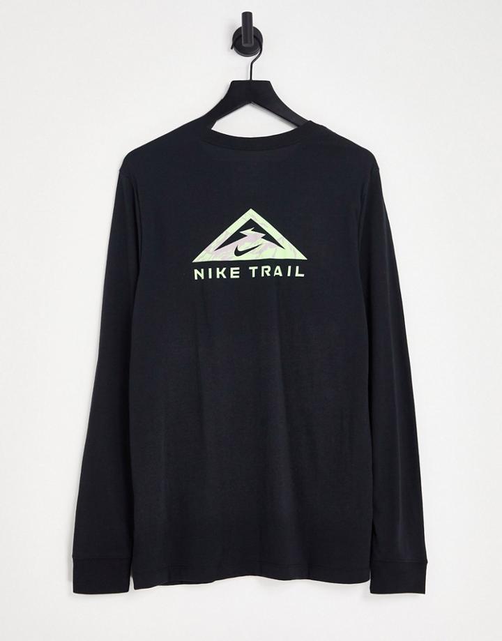 Nike Running Trail Dri-fit Long Sleeve T-shirt In Black