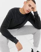 D-struct Ribbed Velvet Crew Neck Velour Sweat - Gray