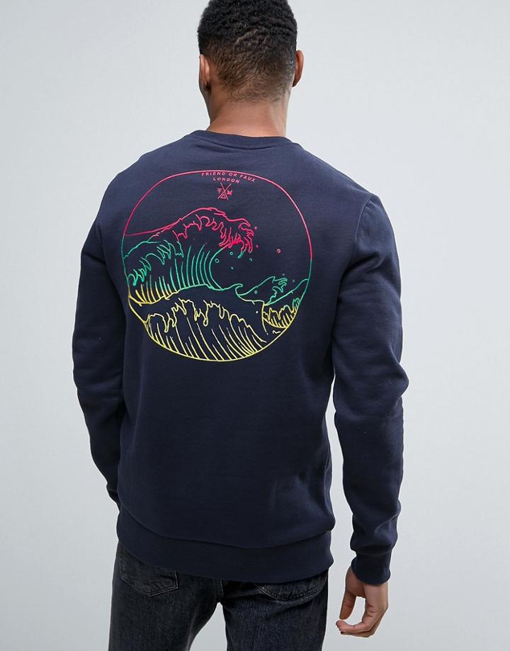 Friend Or Faux El Nino Back Print Sweater - Navy