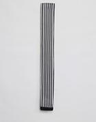 Asos Knitted Tie In Monochrome Stripe - Black