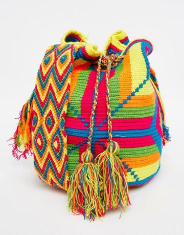 Jardin Del Cielo Wayuu Mochila Bag In Multi Brights - Neon Multi