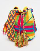 Jardin Del Cielo Wayuu Mochila Bag In Multi Brights - Neon Multi