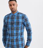 French Connection Cotton Check Shirt-blue