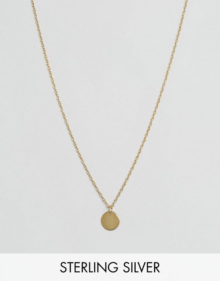 Asos Gold Plated Sterling Silver Solid Circle Necklace - Gold