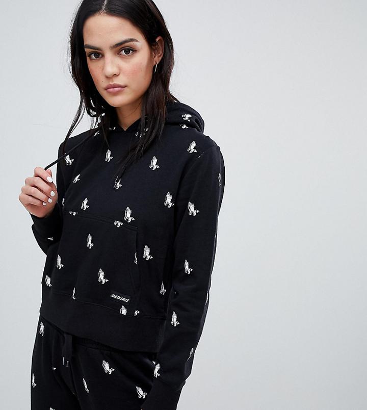Santa Cruz Hoodie With Praying Hands Print Tracksuit - Black