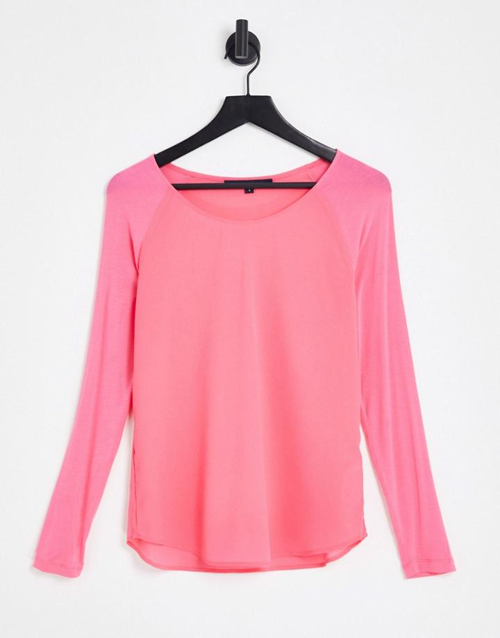 French Connection Polly Long Sleeve Top In Bright Pink