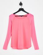 French Connection Polly Long Sleeve Top In Bright Pink