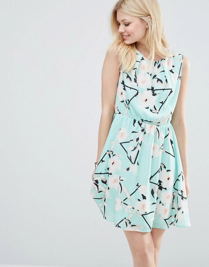 Iska Skater Dress In Flower & Bird Print - Torque
