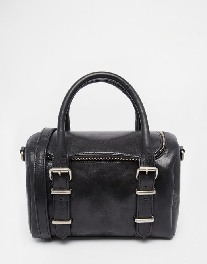 Urbancode Leather Barrel Bag - Black