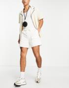 Asos Design Wide Shorts In Off White Canvas