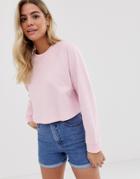 Asos Design Swing Crop Sweatshirt In Pink
