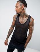 Asos Extreme Racer Back Tank In Mesh With Binding In Black - Black