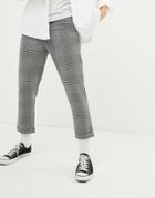 Boohooman Smart Pants In Gray Houndstooth - Gray