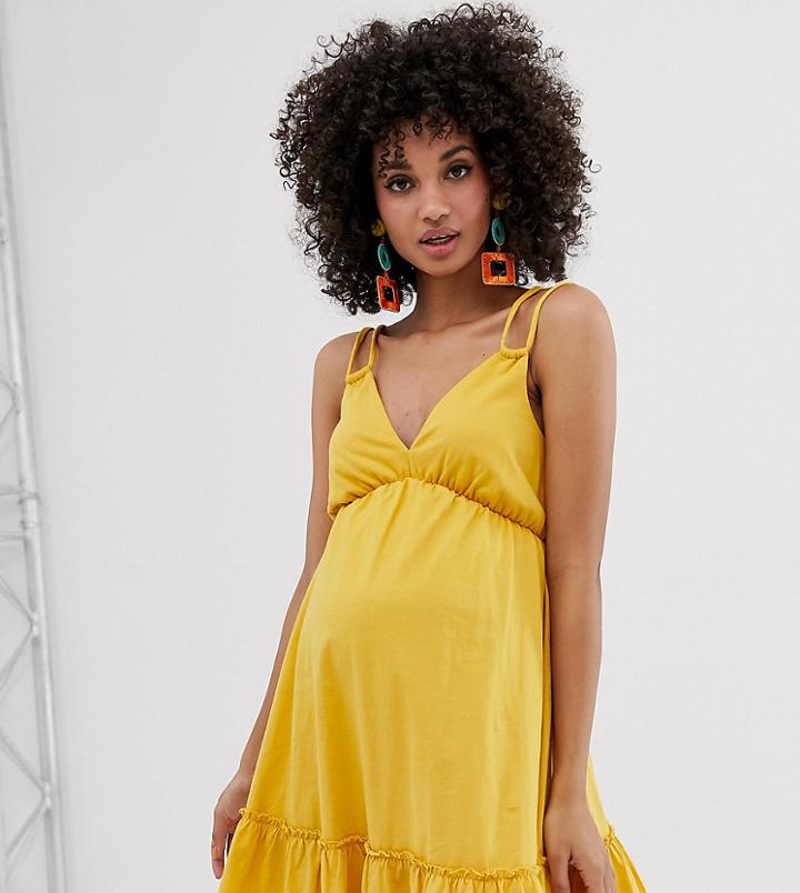 Asos Design Maternity Mini Smock Sundress With Pep Hem - Black