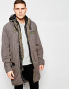 G-star Parka Jacket Submarine Detatchable Hood And Quilted Vest In Carbid - Carbid