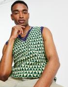 Asos Design Knit Tank With Geo Tile Design-multi