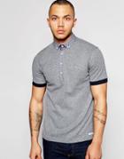 Dickens And Browne Chambray Panel Polo - Navy