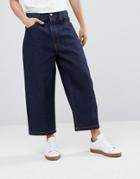 Asos Design Wide Leg Cropped Jeans In Indigo - Blue