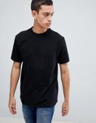 Asos Design Relaxed T-shirt With Deep Trim And Roll Sleeve In Heavy Weight Jersey In Black - Black