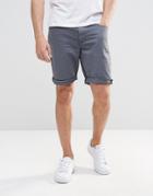 Asos Skinny Denim Shorts In Blue - Brushed Nickel