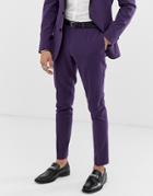 Asos Design Super Skinny Tuxedo Prom Suit Pants In Purple - Purple