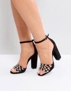 Raid Elena Black Studded Block Heeled Sandal - Black