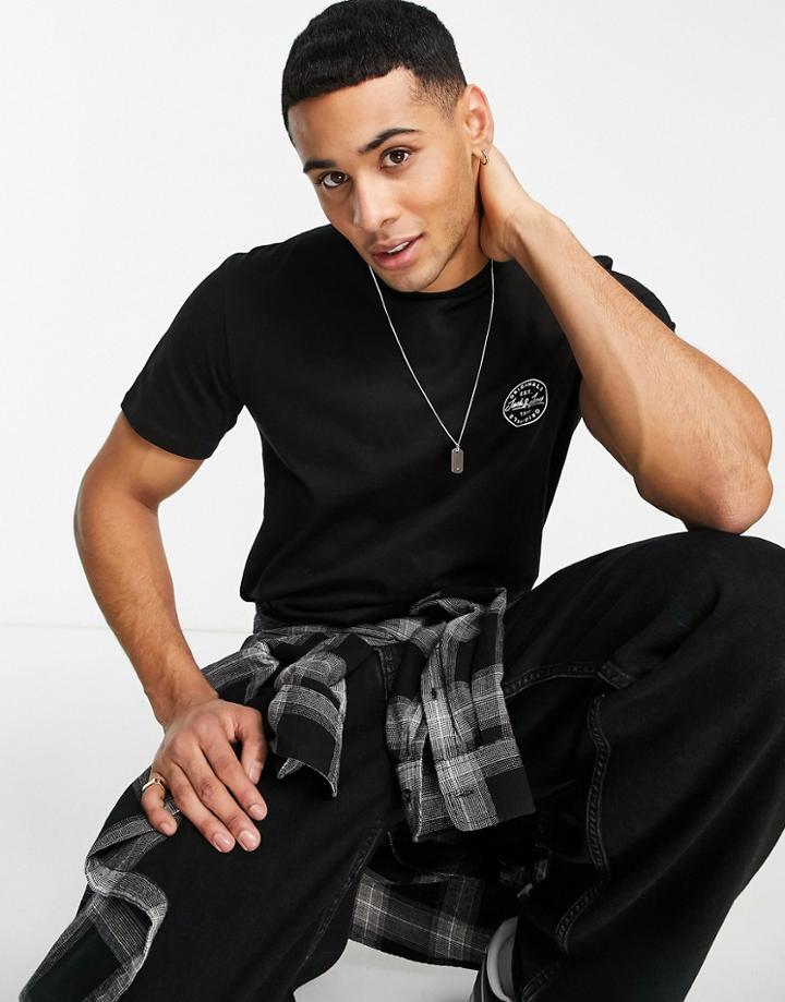 Jack & Jones Essentials T-shirt With Logo Chest Print In Black