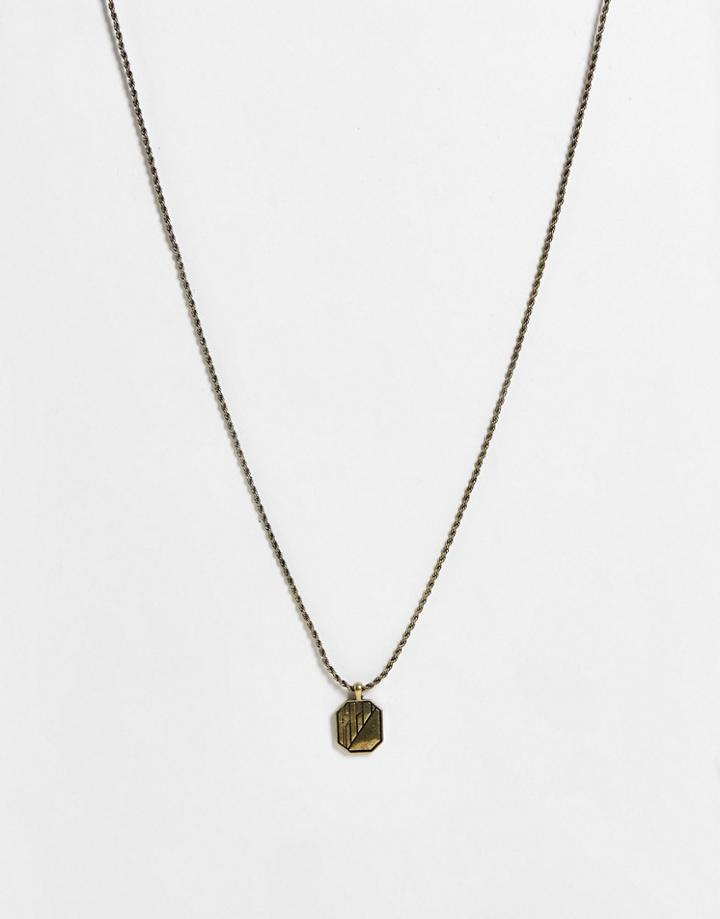 The Status Syndicate Pendant With Texture Detail In Burnished Gold Finish