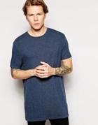 Asos Longline T-shirt In Knitted Wool Effect - Navy Marl