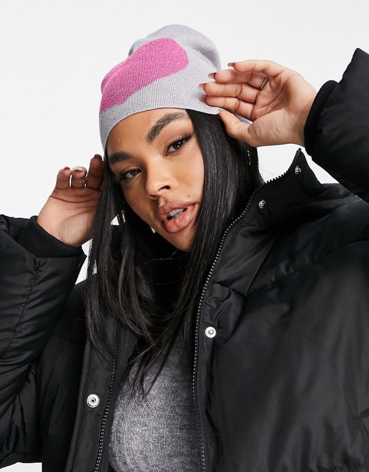 Moschino Heart Logo Beanie In Pink