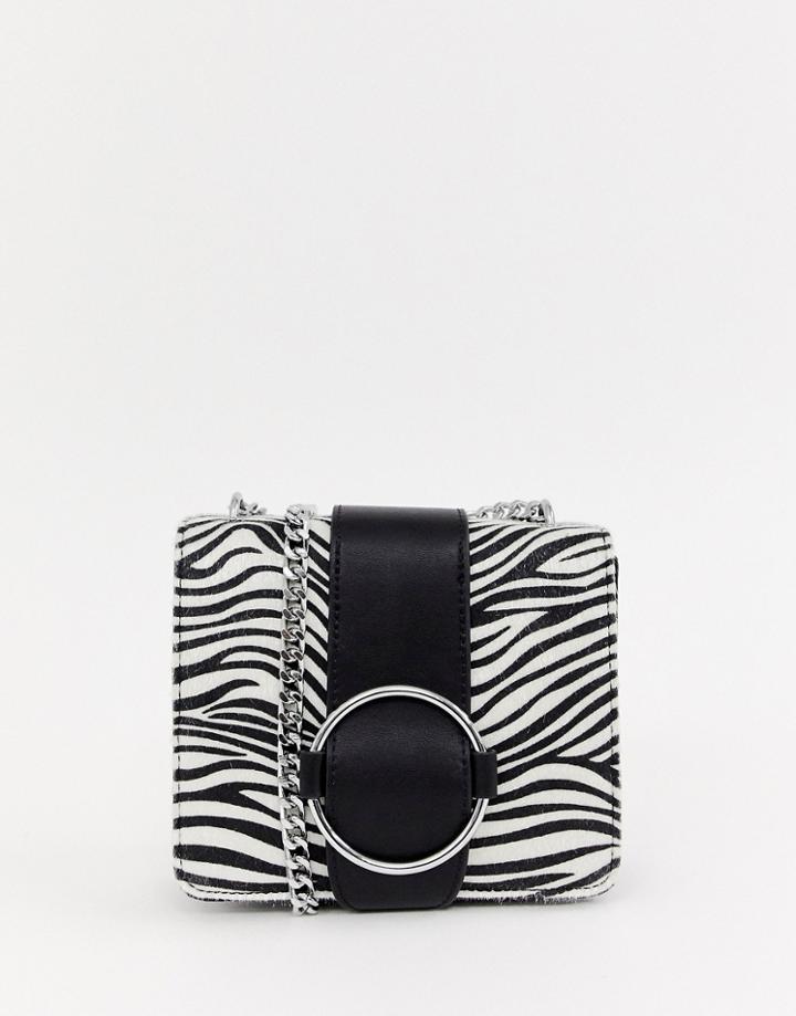 Skinnydip Faux Zebra Cross Body Bag With Chain Detail - Multi