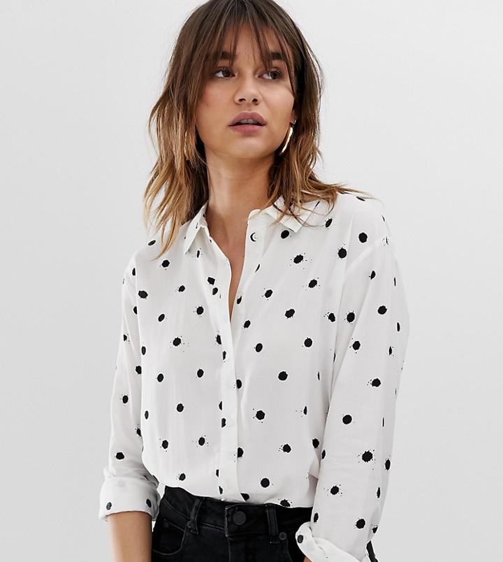 Warehouse Shirt In Polka Dot - White
