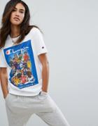 Champion Oversized T-shirt With Retro Athletes Graphic - White