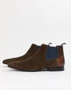 Ted Baker Lowpez Chelsea Boots In Brown Suede - Brown