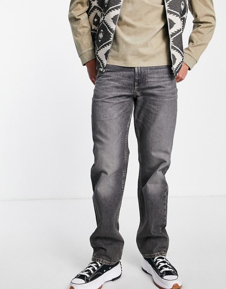 Asos Design Cone Mill Denim Straight Leg American Classic Jeans In Washed Black