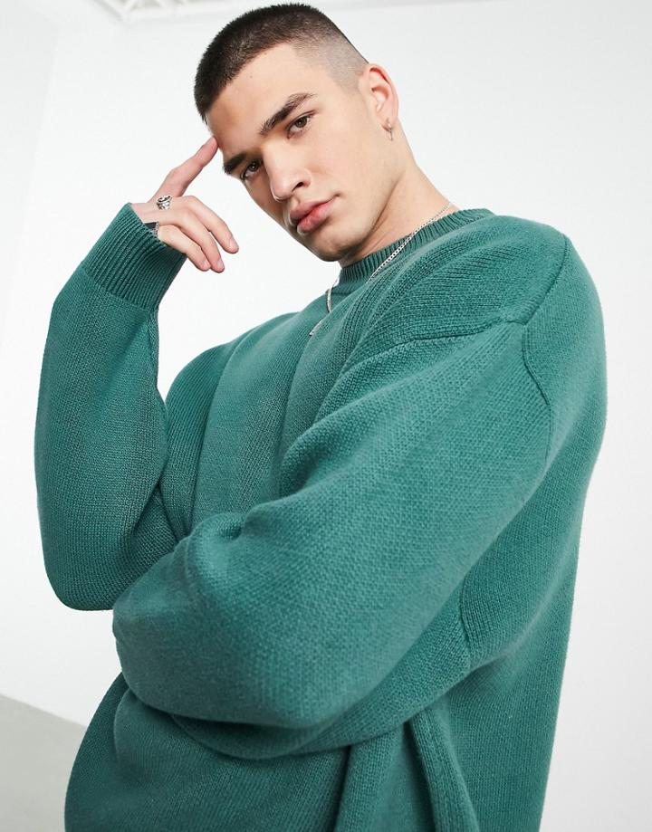 Weekday John Oversized Sweater In Dark Green