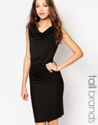 Y.a.s Tall Drape Front Dress - Black