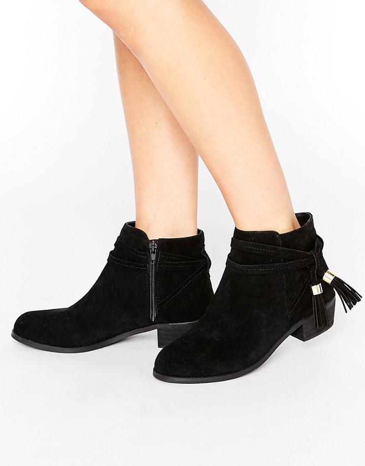 Asos Acrux Tassel Ankle Boots - Black