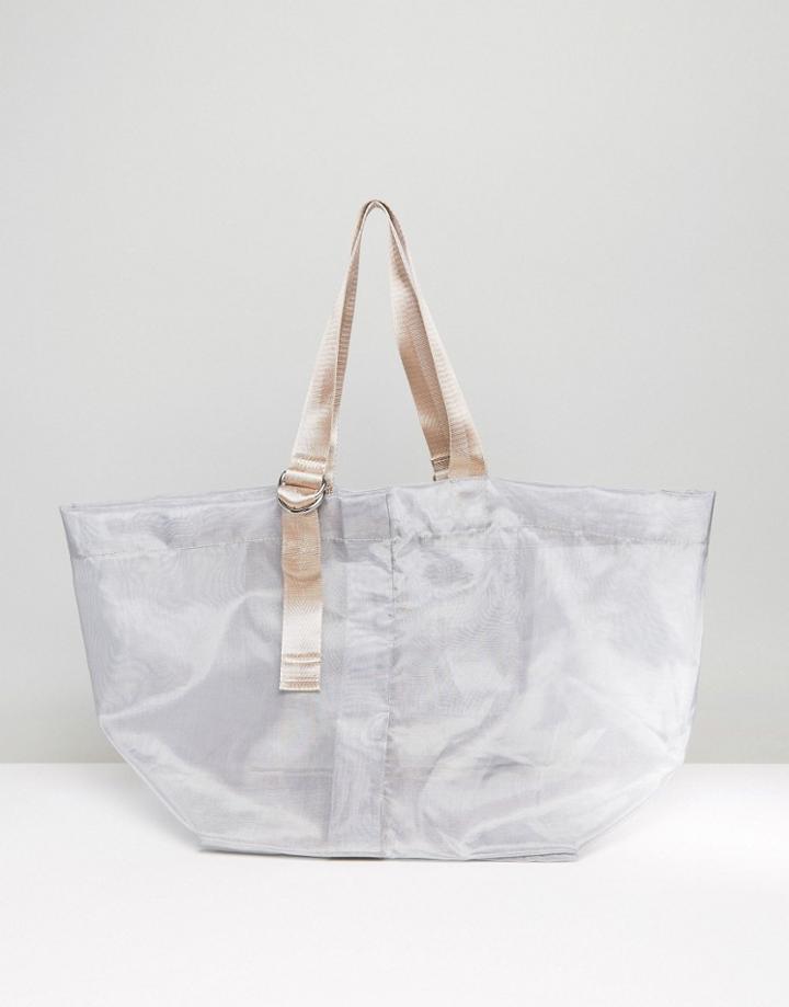 Warehouse Mesh D Ring Tote Bag - Gray