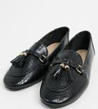 London Rebel Wide Fit Tassel Loafers In Black