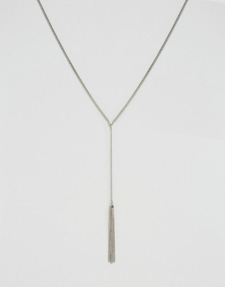Asos Necklace With Tassle In Silver - Silver