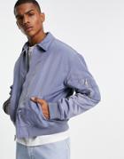 Asos Design Washed Oversized Bomber Jacket With Ma1 Pocket In Blue