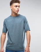 Asos Relaxed Fit Knitted T-shirt In Denim Blue - Blue