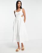 Topshop Cut Out Pinny Midi Dress In White
