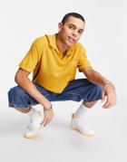 Asos Design Knit Oversized Textured Yarn Polo In Mustard-yellow