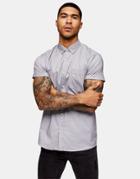 Topman Stretch Skinny Oxford Shirt In Light Gray-grey