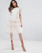 Amy Lynn Lace Tiered Skater Dress - Cream